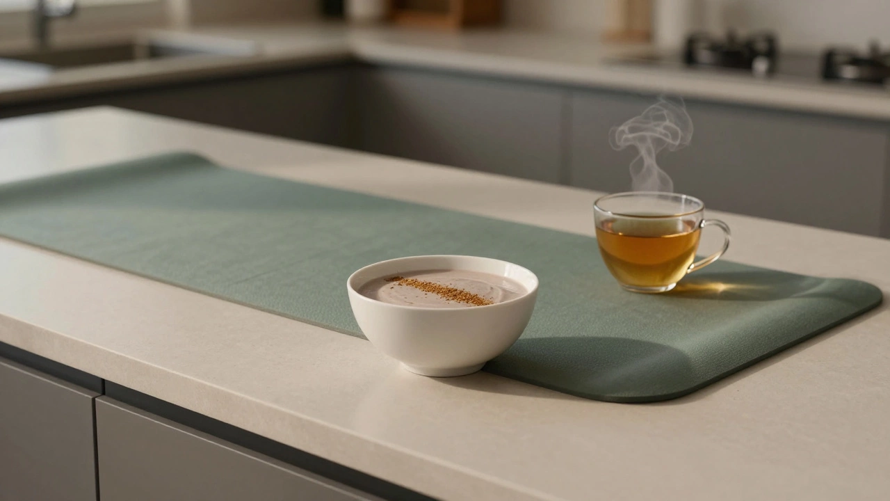 Peaceful evening wellness setup with Ashwagandha smoothie