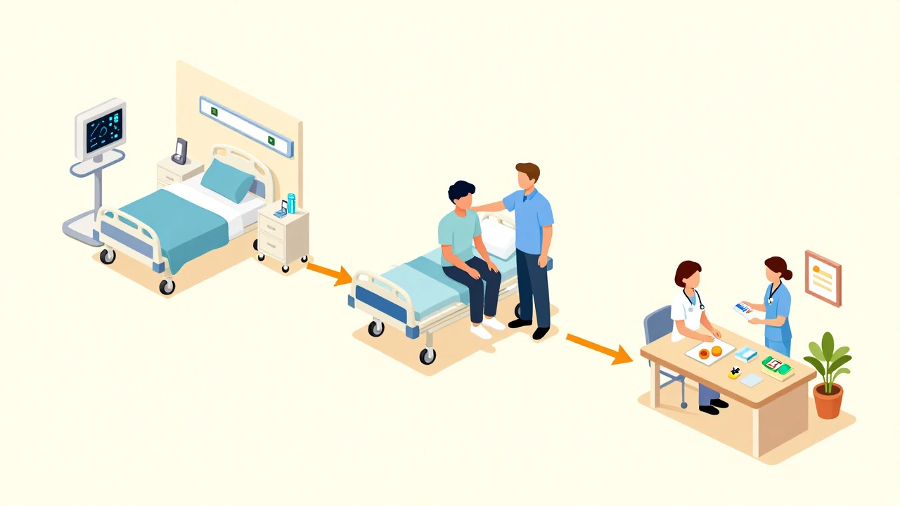 Recovery timeline from ICU to walking with therapy