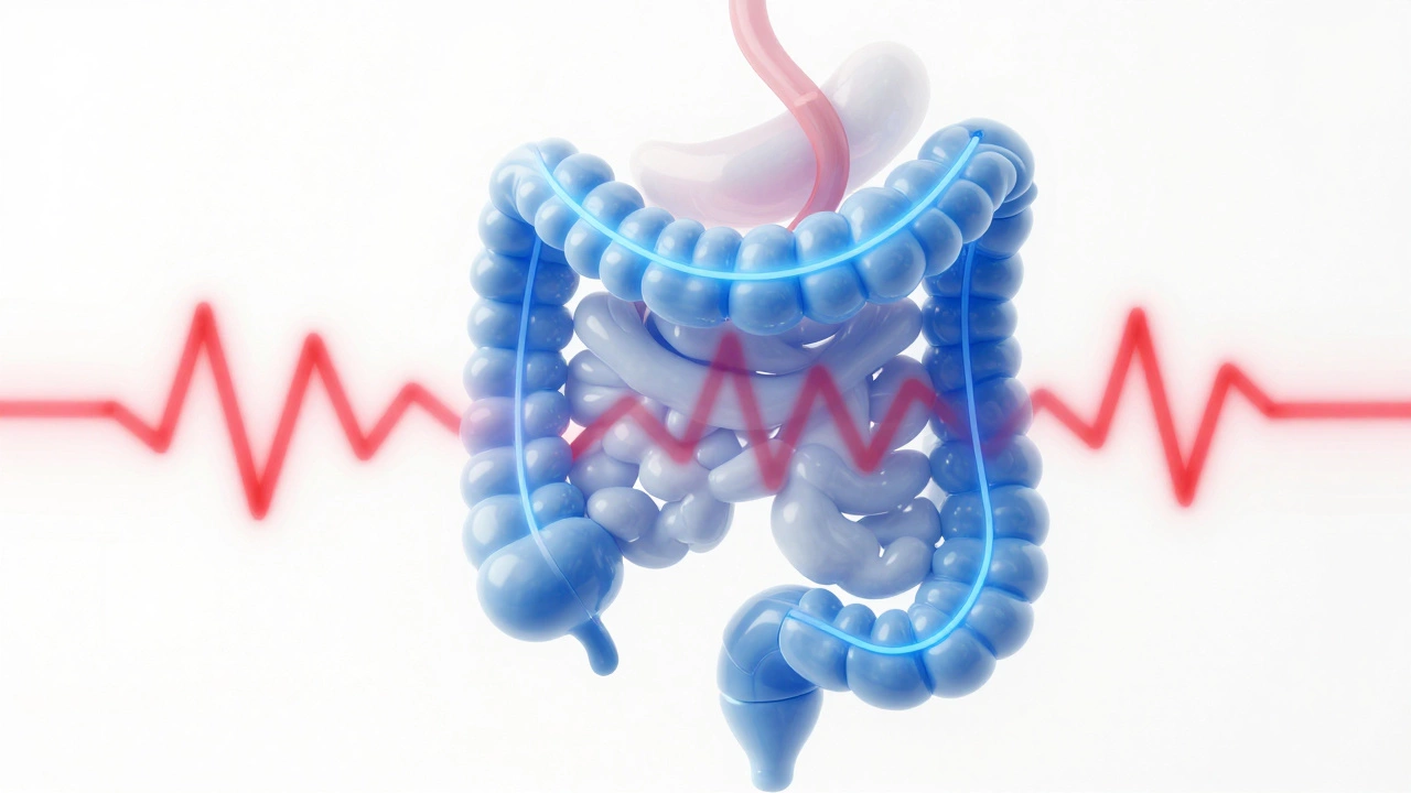 Abstract visualization of gut health adapting to medication
