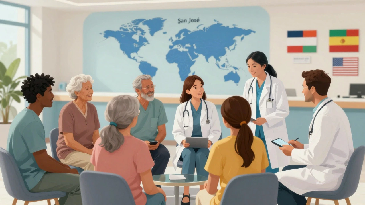 International patients consulting with doctors in a modern Costa Rican hospital