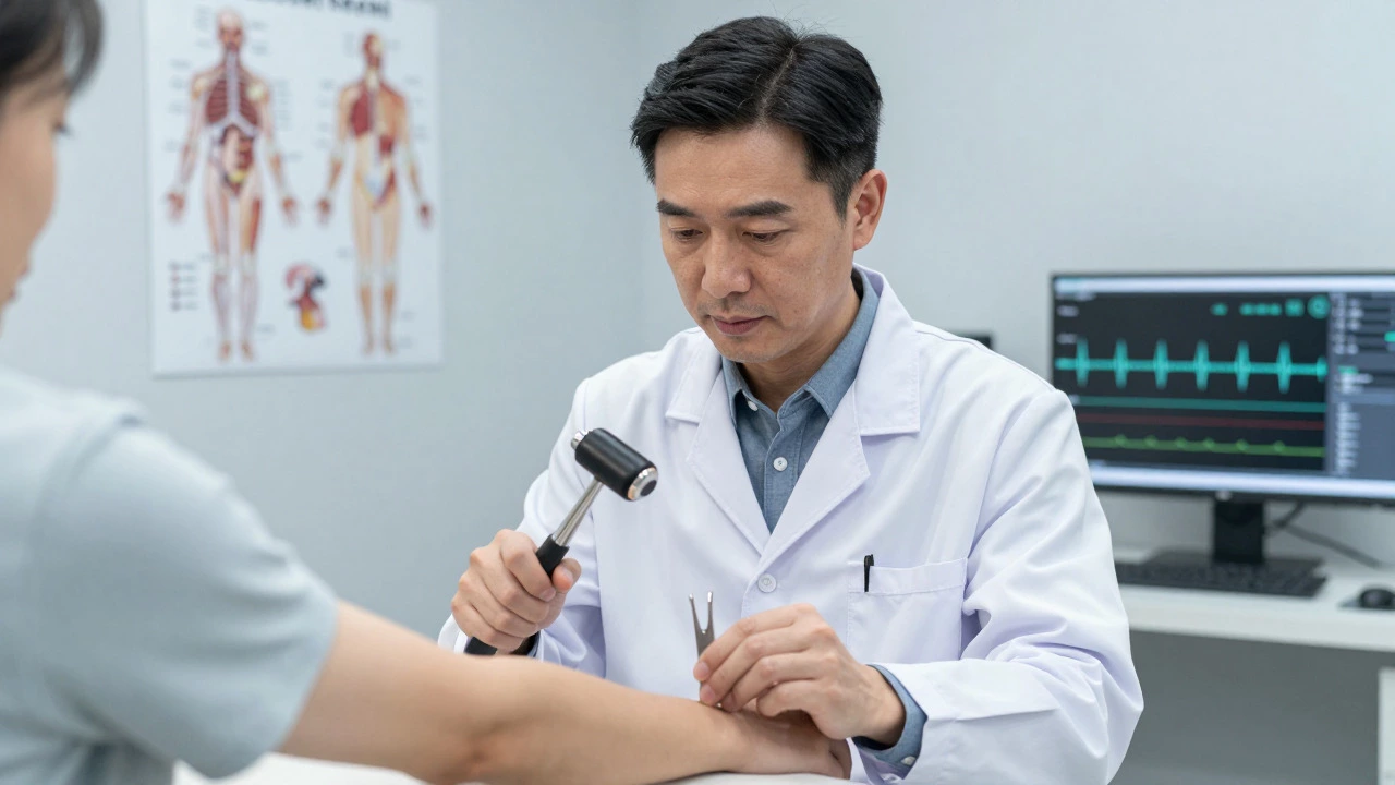 Neurologist conducting a physical nerve examination