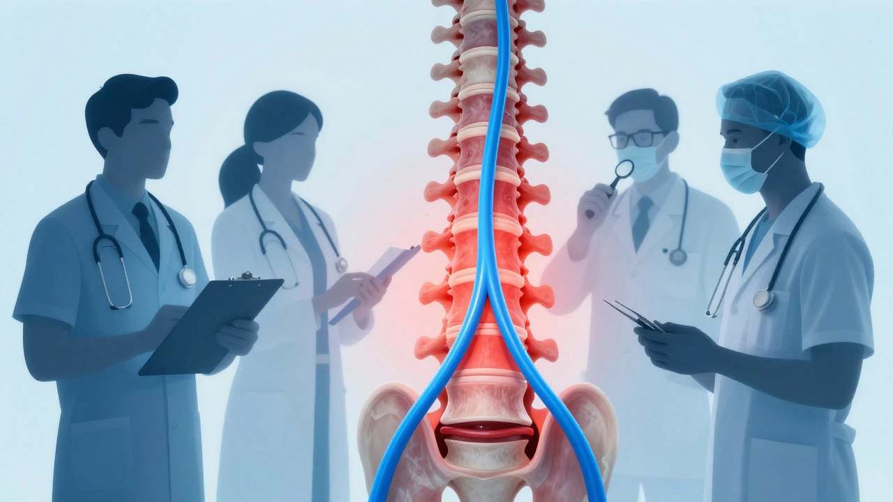 Visual metaphor for spine specialist treating nerve compression